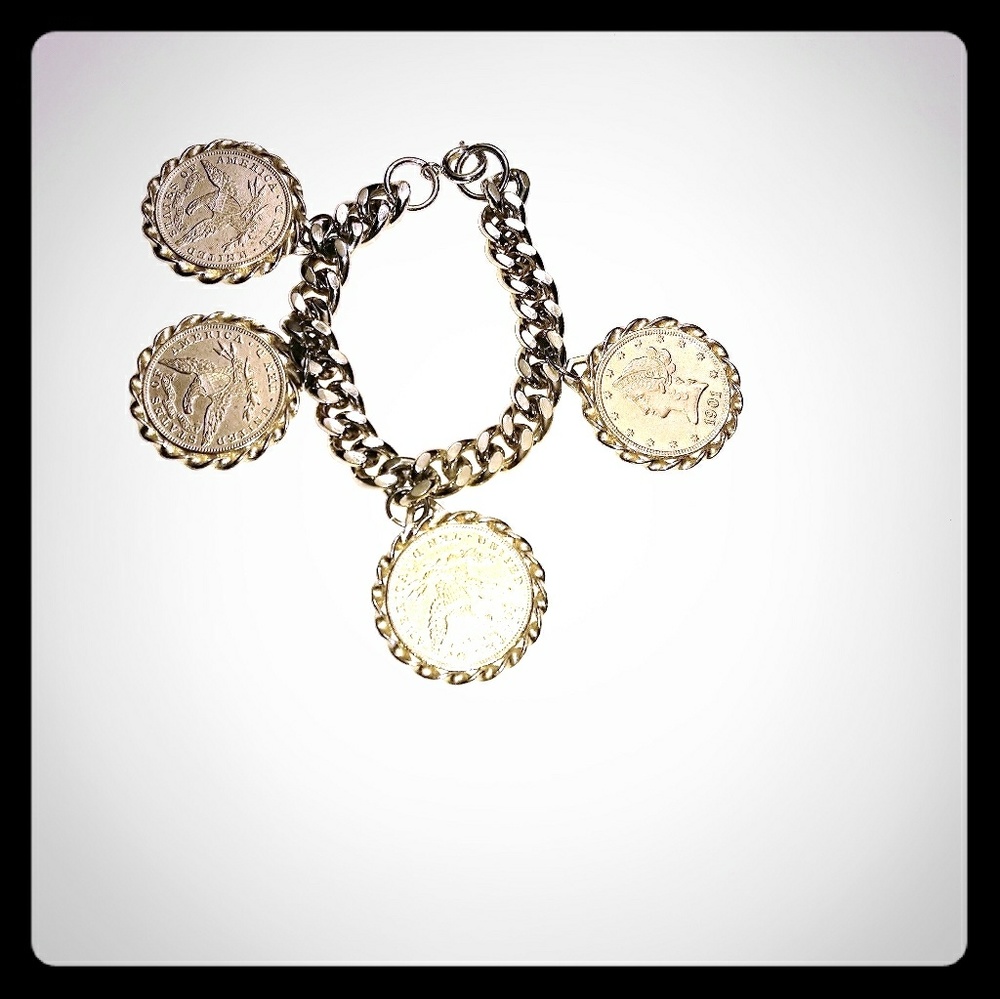 Coin Charm Gold Plated Bracelet